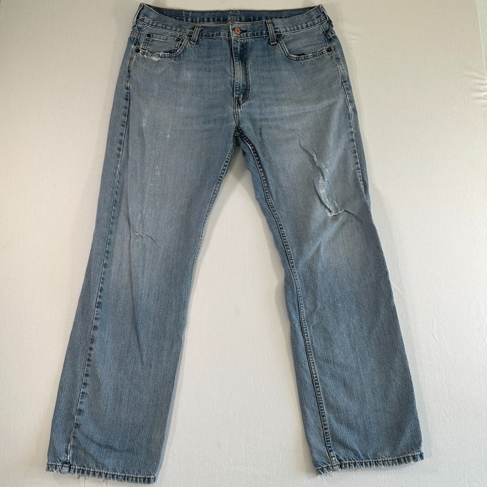 Levis 569 Jeans Mens 36x34 Blue Light Wash Cotton Relaxed Fit Denim Workwear